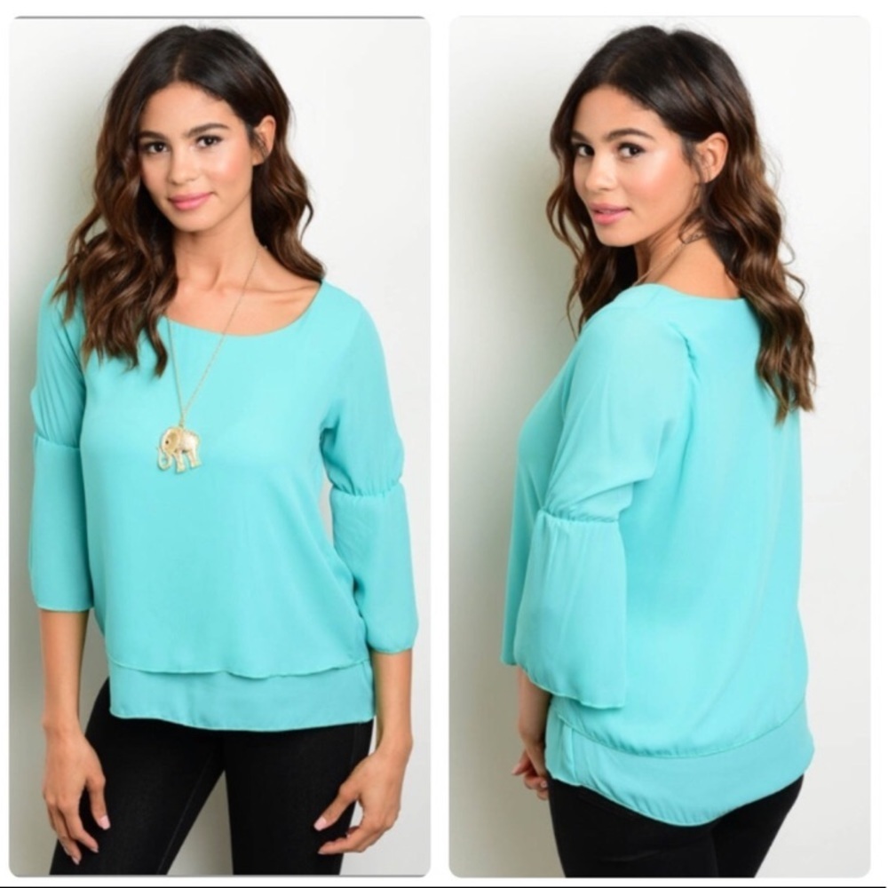 Seafoam chiffon top